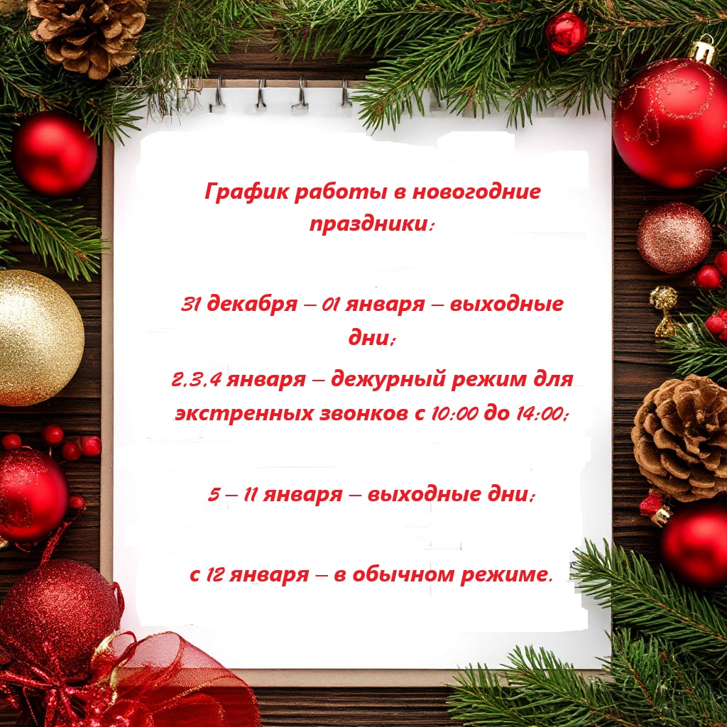 График работы в новогодние праздники